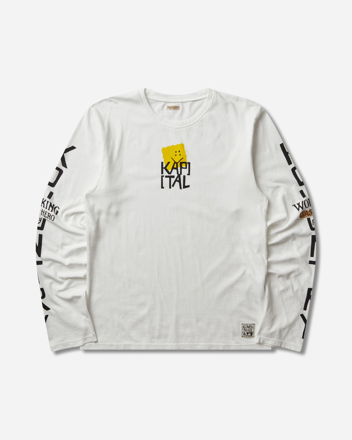 Men's 20/-Jersey Crew Longsleeve T-Shirt (Peckish Kap) White / Yellow