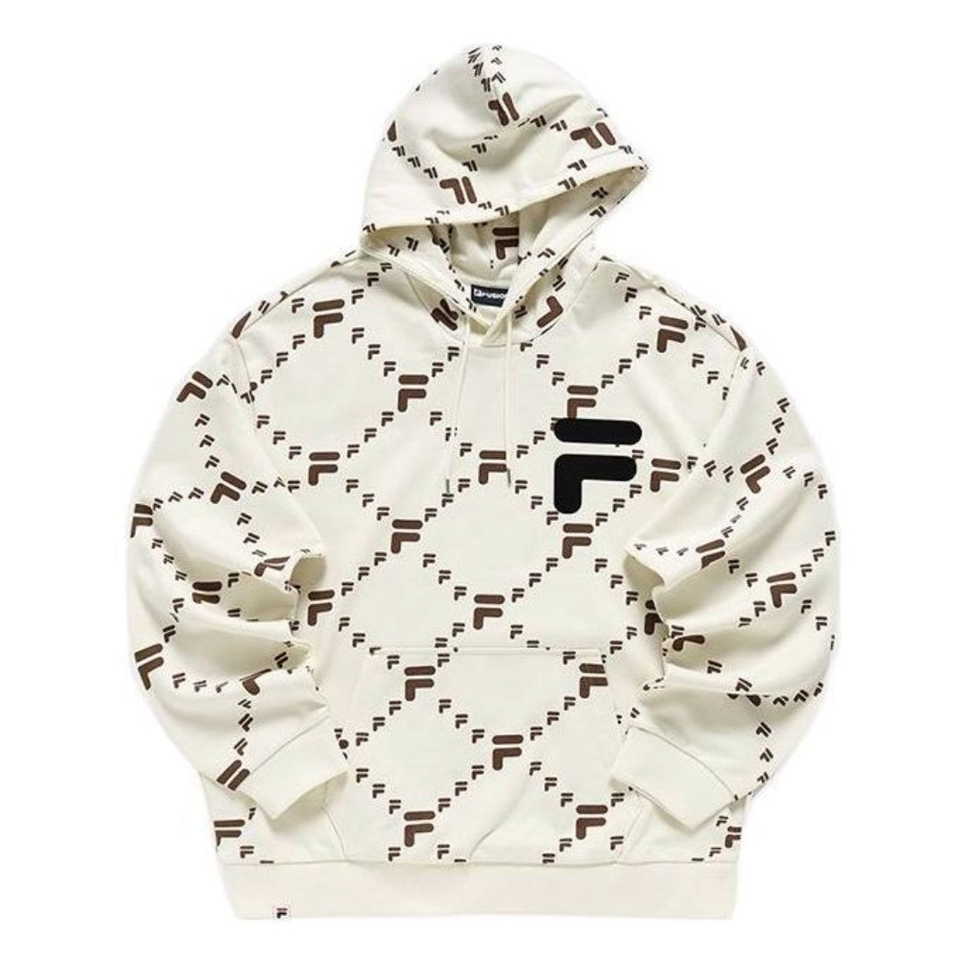 FILA FUSION x Bean Loge Embroidery Hoodie 'White Black' T11U216205D-IV