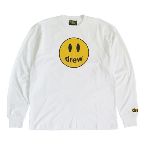 Drew House Mascot Loose Smiling Face Round Neck Long Sleeves Unisex White DR1083