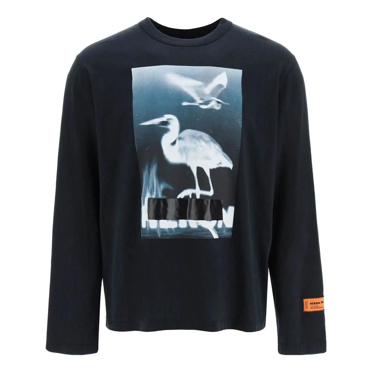 HERON PRESTON Censored Heron Long-Sleeve T-shirt 'Black White' HMAB026S23JER0011001