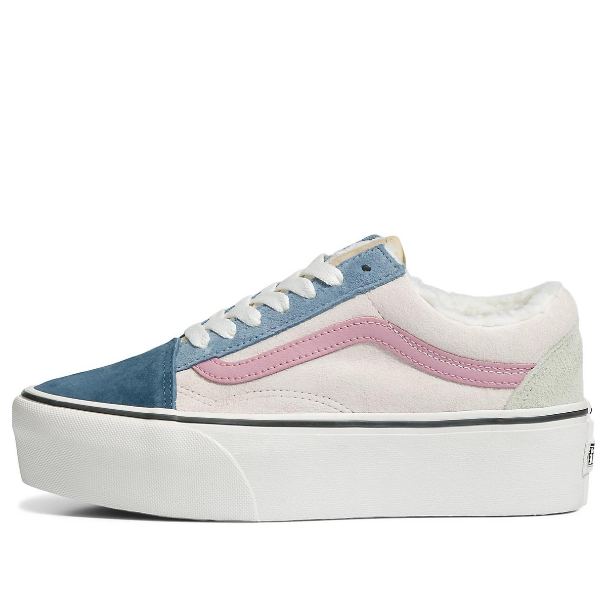 Vans Old Skool Pig Suede Sherpa Stackform 'White Blue' VN0A7Q5MMUL