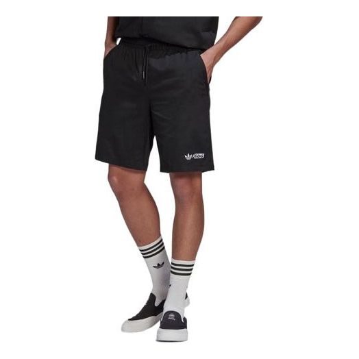 adidas originals Solid Color Logo Straight Shorts Black HT1652