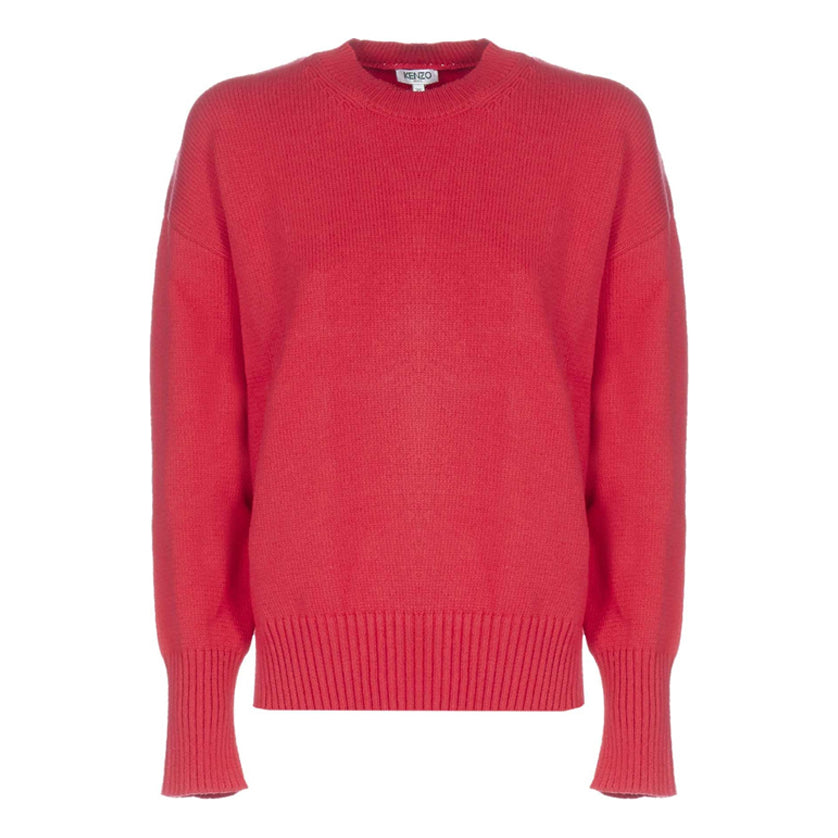 KENZO Solid Color Round Neck Pullover Long Sleeves Wool Sweater Red F962TO496814-27