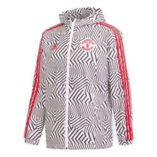 adidas Manchester United Soccer/Football Sports Hooded Jacket White FR3843