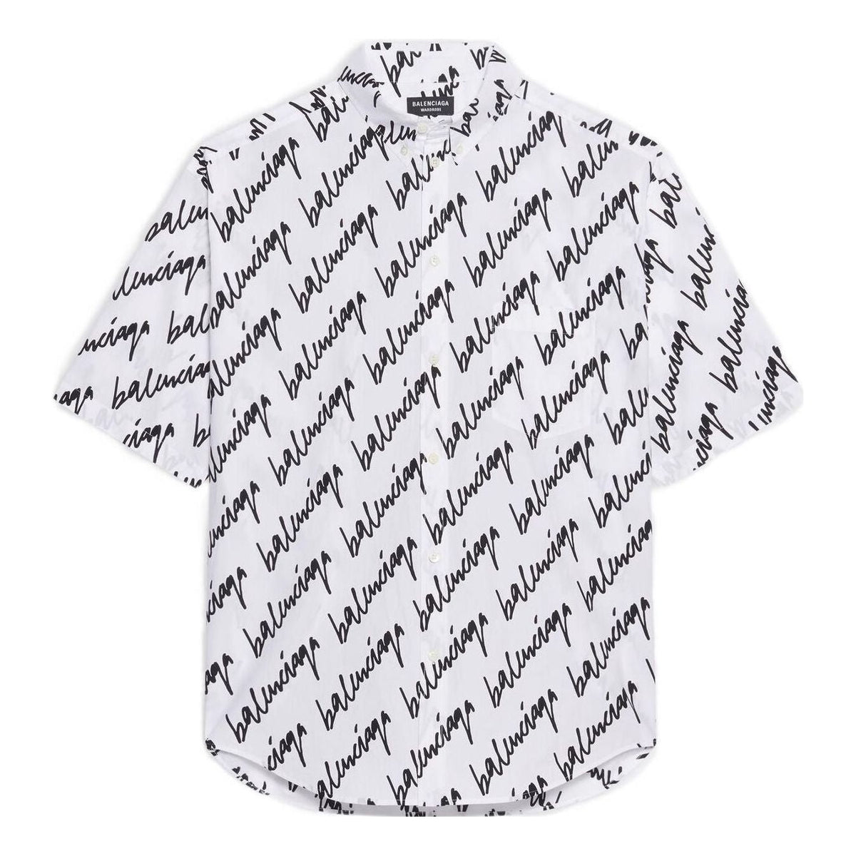 Balenciaga Allover Scribble Short Sleeve Shirt 'White Black' 681702TLLJ49040