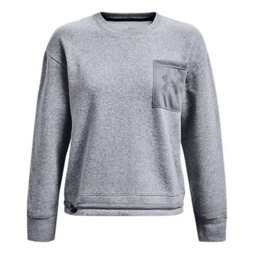 (WMNS) Under Armour Rival Mesh Fleece-Lined Pullover Sweatshirt 'Grey' 1365847-035