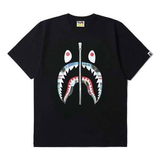A Bathing Ape Half Zip Shark Face T-Shirt 'Black' 1G30-110-049