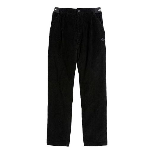adidas Solid Color Corduroy Straight Sports Pants/Trousers/Joggers Black HC2201