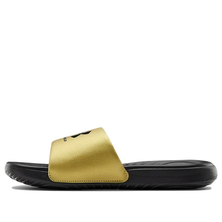 (WMNS) Under Armour Ansa Fixed Slides 'Black Metallic Gold' 3023772-006