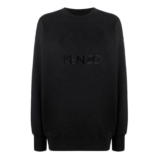 (WMNS) KENZO Tiger Head Embroidered Logo Pullover Hoodie Black FA62SW9214XH-99