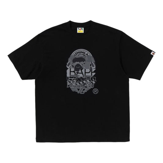 A Bathing Ape Multi Logo Ape Head Relaxed Fit T-Shirt 'Black' 1L30-110-332-BLK