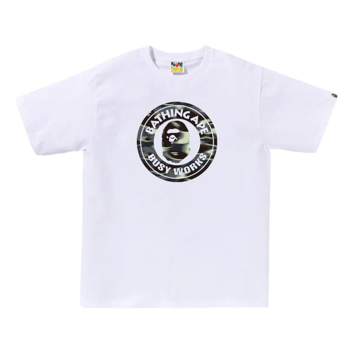 A Bathing Ape Screen Camo Busy Works T-Shirt 'White Green' 0ZXTEM039101QWHB