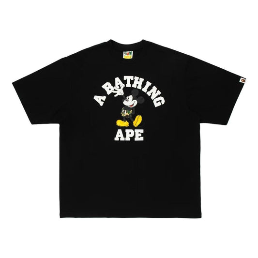 A Bathing Ape x Disney Mickey Mouse College Relaxed Fit T-Shirt 'Black' 0ZXTEM930101Q-BLK