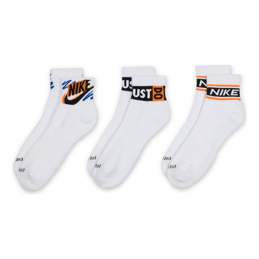 Nike Dri-FIT Everyday Plus logo Ankle Socks 3 Pairs 'White' HJ9378-901 - Nike Professional Edition