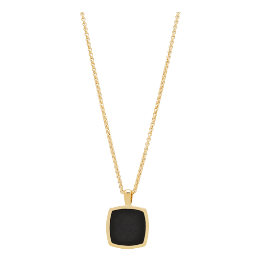 Cushion Pendant Onyx Gold Silver
