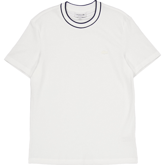 Stretch Piqué Stripe Collar T-shirt FLOUR