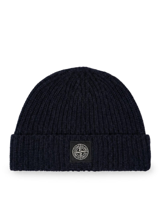 BEANIE IN MAGLIA A COSTINE CON PATCH DEL LOGO COMPASS