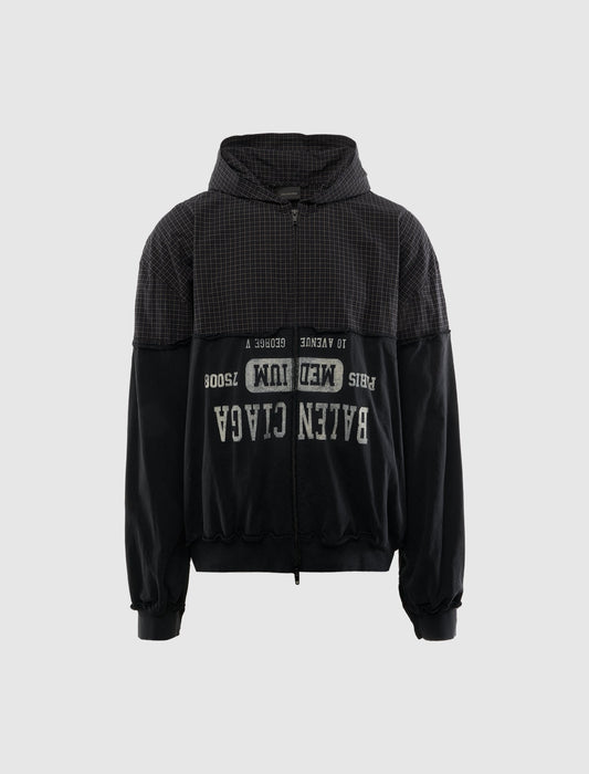 CHECK POPLIN HOODIE