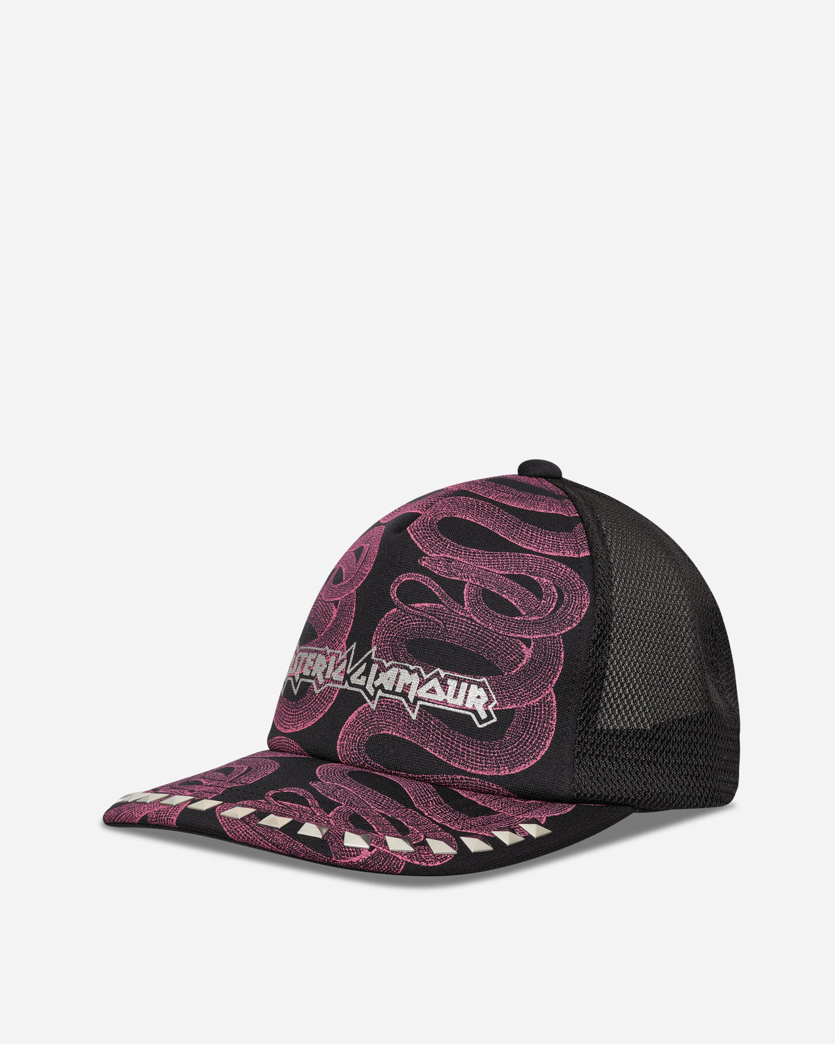 Snake Loop Studded Mesh Cap Black