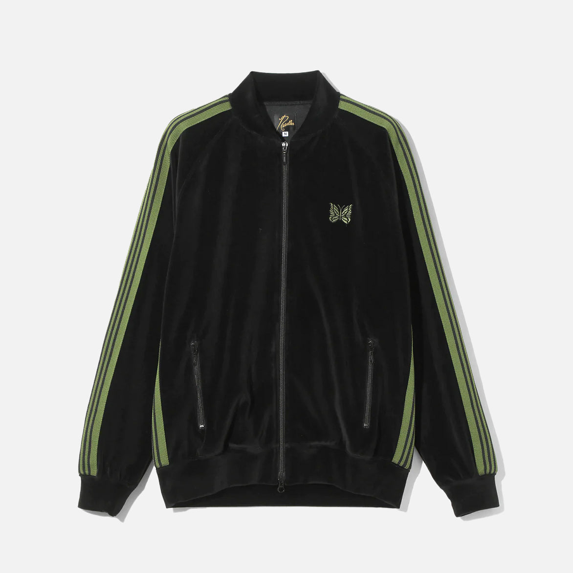 RIB COLLAR TRACK JACKET - C/PE VELOUR - BLACK