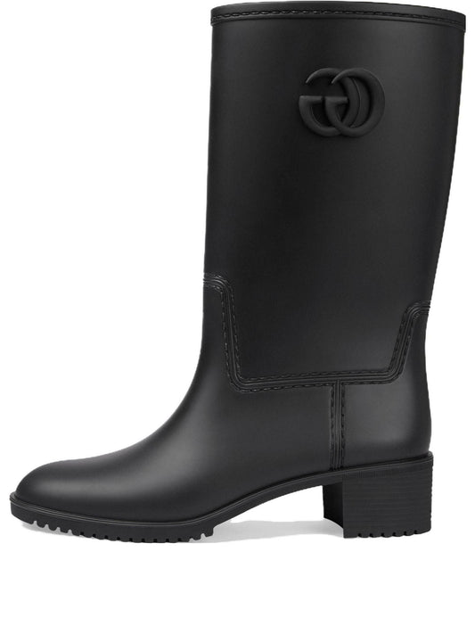 (WMNS) Gucci Double G Rain Boot 'Black Rubber' 762700-J8710-1000