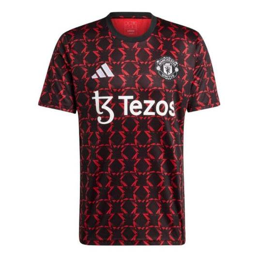 adidas Manchester United Pre-Match Soccer Jersey Asia Sizing Asia Sizing 'Black Red' IT1996