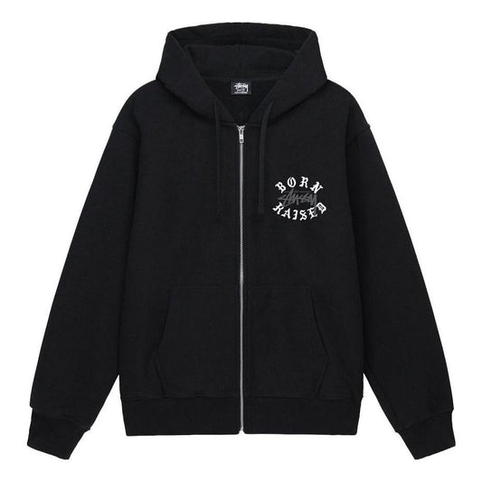 Stussy x Born X Raised Logo Zip Hoodie 'Black' 3973855