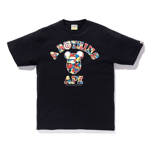 A Bathing Ape x Medicom Toy Camo College Tee 'Black' 1F73-110-907
