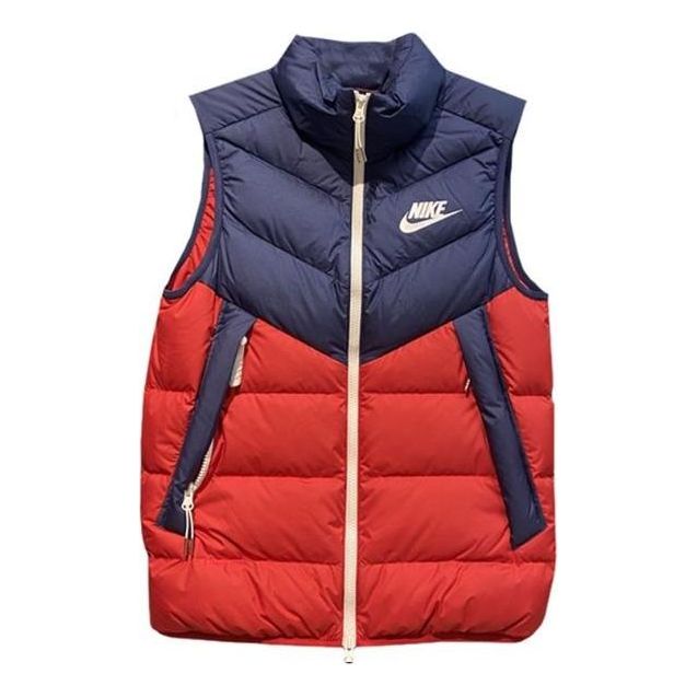 Nike Windproof Warm Stand Collar Down Vest 'Blue Red' DV0757-410