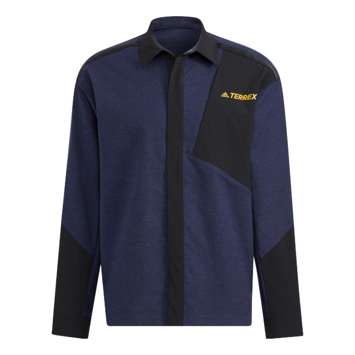 Men's adidas Terrex Voyg Ls s Solid Color Chest Zipper Pocket Detail Long Sleeves Navy Blue Shirt HN2041