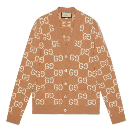 Gucci GG Wool Jacquard Cardigan 'Camel Ivory' 694758-XKCC5-2296