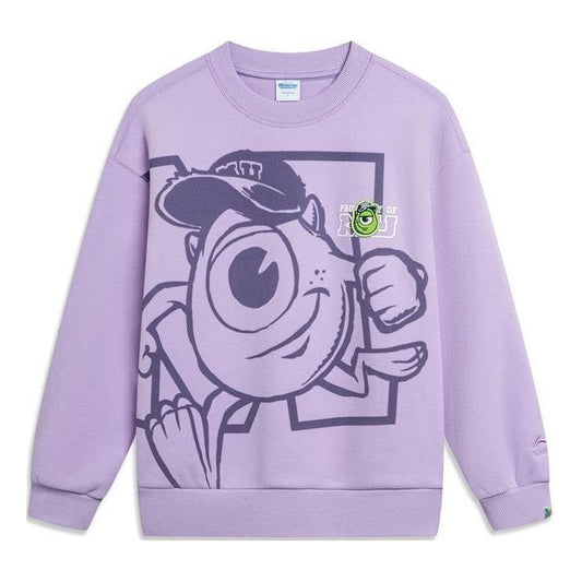 (WMNS) Li-Ning x Disney Monster University Warm Fleece Sweatershirt 'Lavender' AWDT812-1