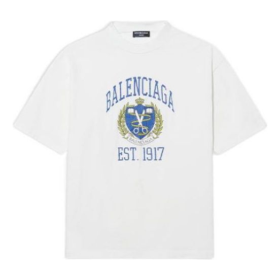 Balenciaga Varsity Logo T-Shirt Medium Fit 'White' 612966TLV891375