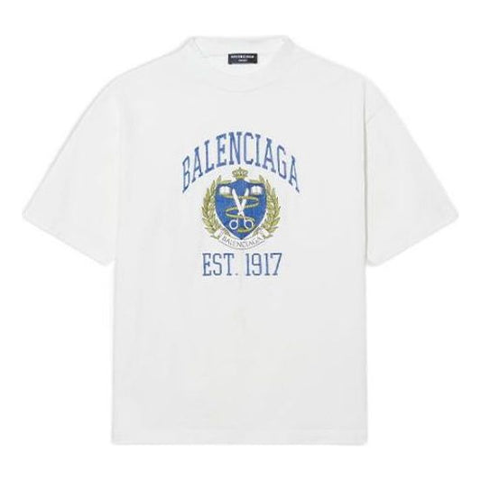 Balenciaga Varsity Logo T-Shirt Medium Fit 'White' 612966TLV891375