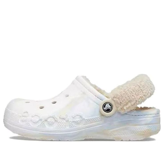 (WMNS) Crocs Baya Lined Fuzz Strap Marbled Clog 'White Multi' 209241