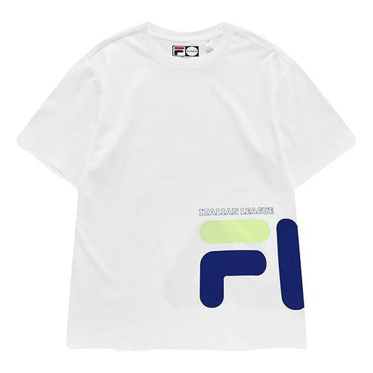 Men's FILA FUSION Contrasting Colors Logo Round Neck Sports Short Sleeve White T11M122114A-WT