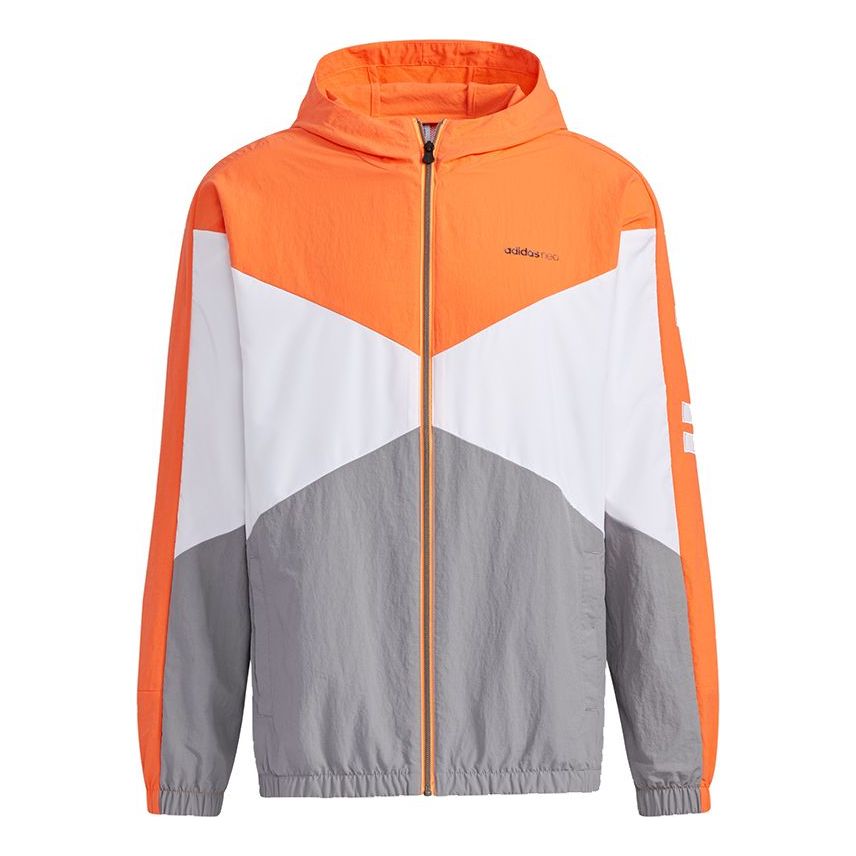 adidas neo M Cs Cb Wb Logo Embroidered Splicing Contrasting Colors Hooded Jacket Orange GP5701