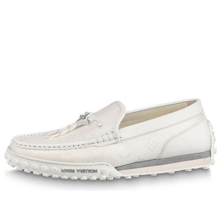 LOUIS VUITTON Racer Moccasins Shoes 'White Mesh Monogram' 1ABMLG