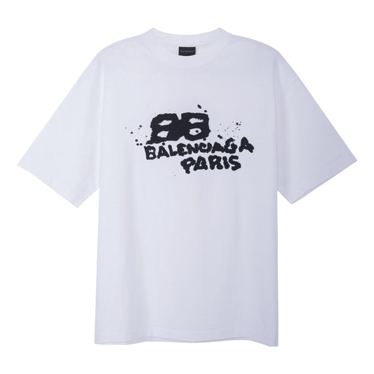 Balenciaga Hand-Drawn BB Icon T-Shirt Medium Fit 'White Black' 612966TNVN49040
