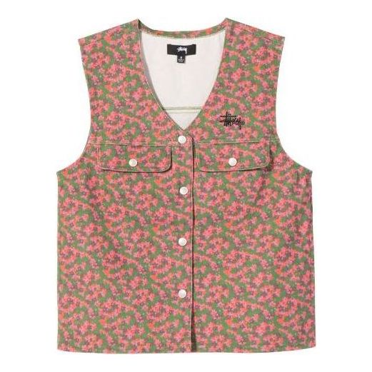 (WMNS) Stussy Sycamore Canvas Vest 'Flower' 215153