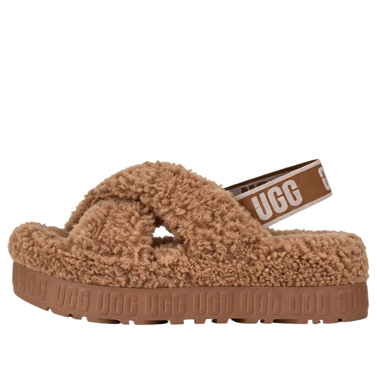(WMNS) UGG Oh Fluffita Cross Strap Sandals 'Chestnut' 1191135-CHE