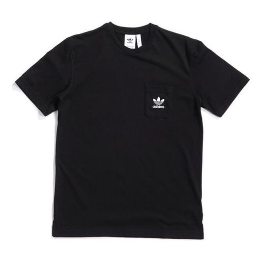 adidas originals Solid Color Pocket logo Short Sleeve Black DX4207