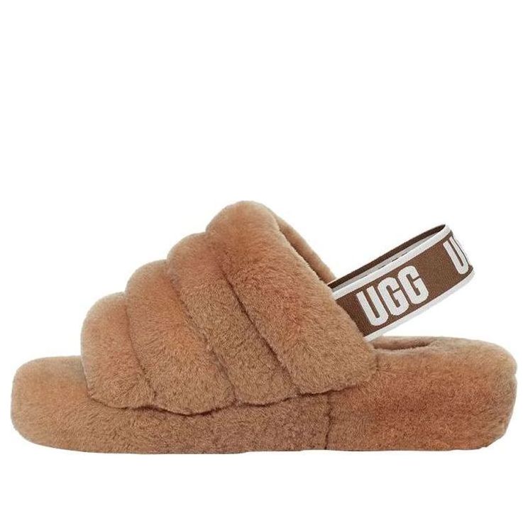 (WMNS) UGG Fluff Yeah Slides 'Chestnut' 1095119-CHE